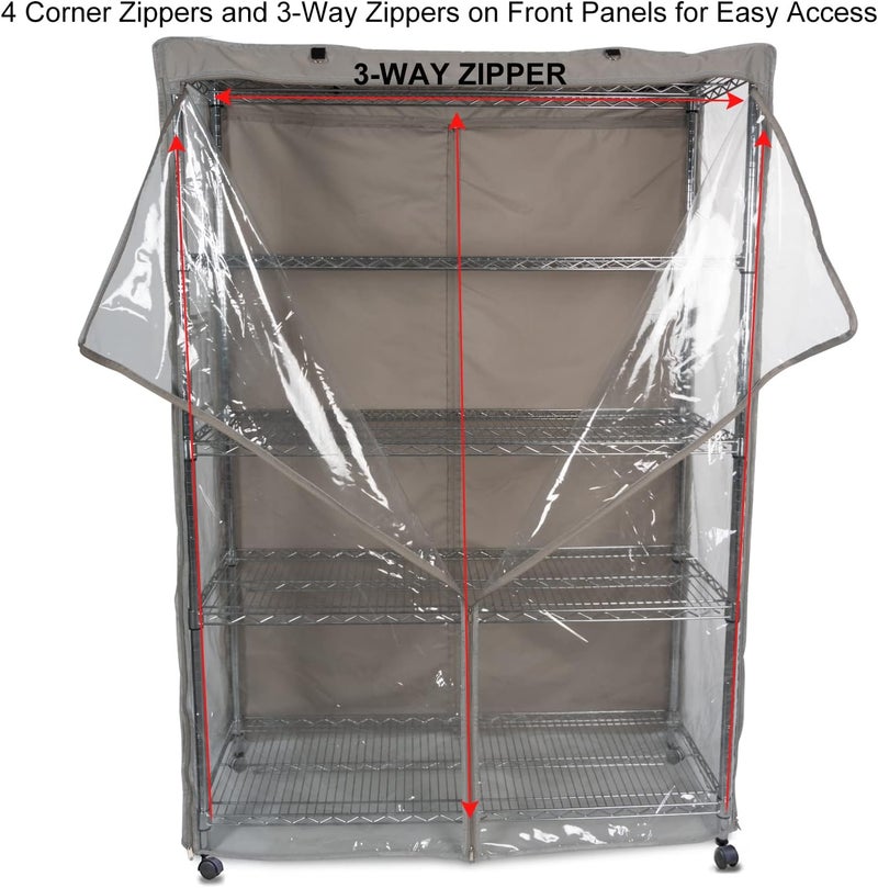 YLOVAN Storage Shelf Cover Wire Rack Shelving Dust Protective, Fits Racks 48" L x 19'' D x 72'' H Three Side See Through Panel (Cover only) - Image 3